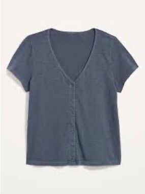 Old Navy Women’s Slub-Knit V-Neck Button-Front Top - US L